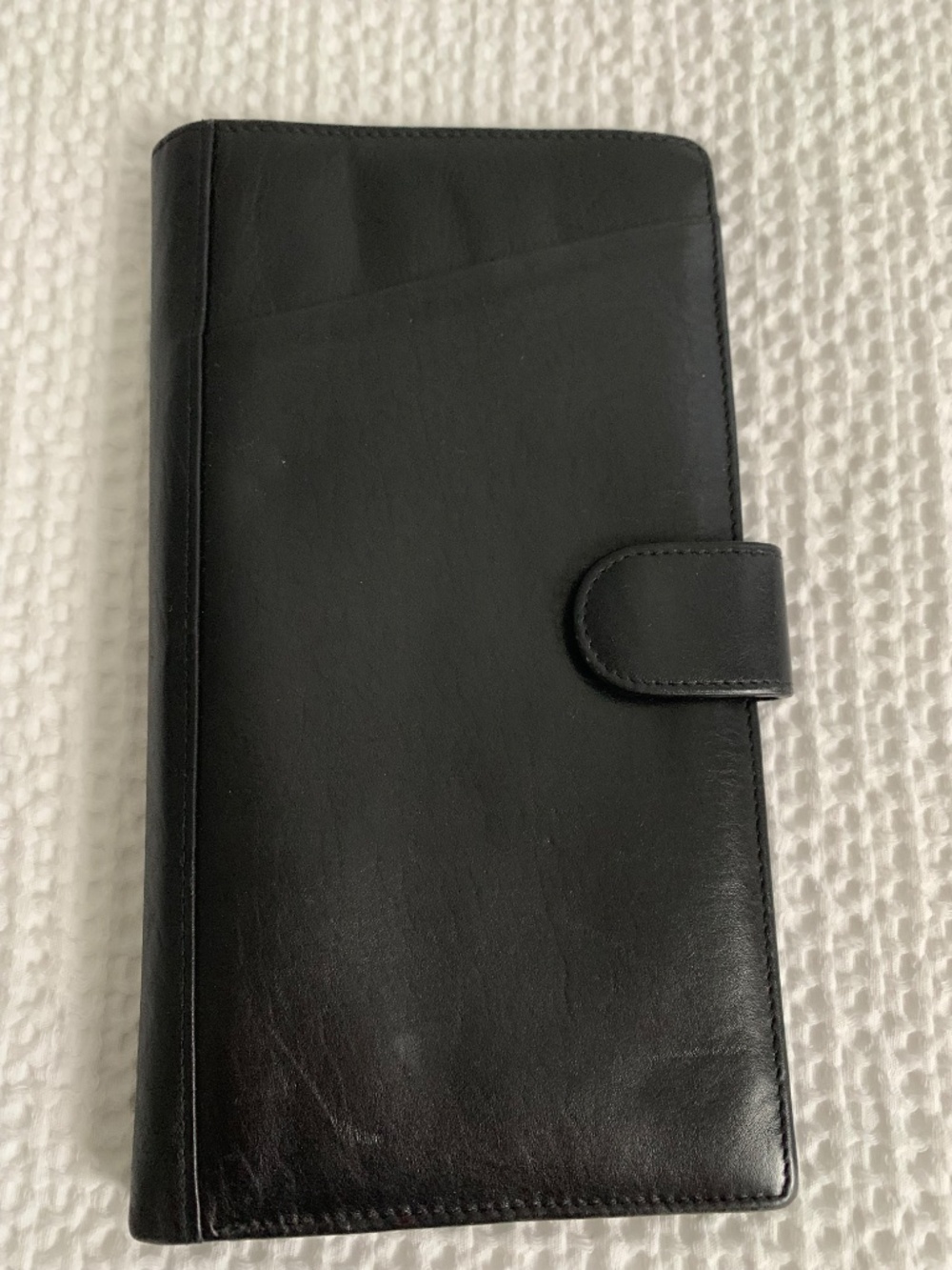 Black Leather RFID Travel Passport Wallet Organizer Holder Snap Closure - Picture 2 of 11